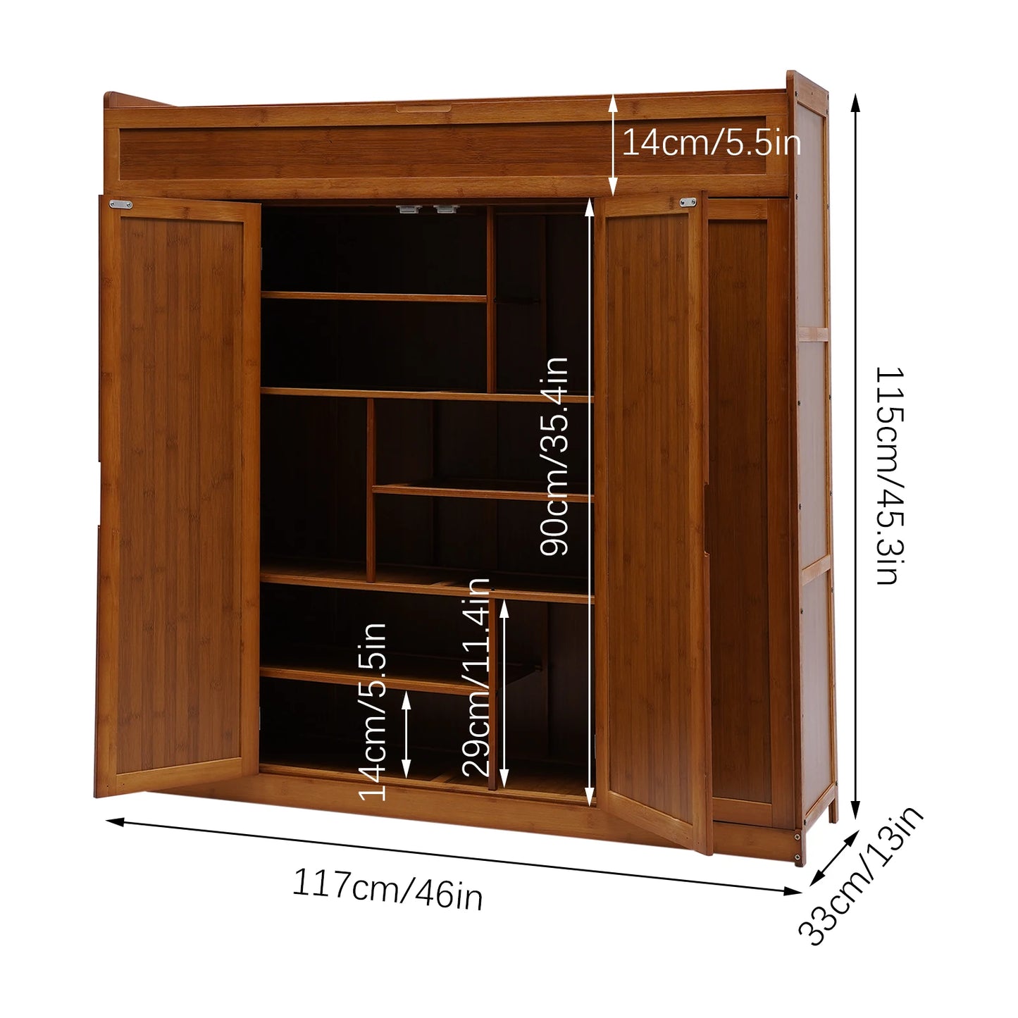 7 Tier Shoe Storage Cabinet with Doors